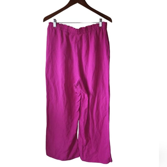 H&M Pink Barbie Linen Blend Wide Leg Pull On Pants Womans Medium - Picture 2 of 5